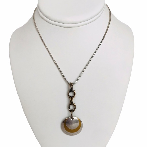 Vintage Marjorie Baer Two Tone Pendant Necklace - Picture 1 of 10